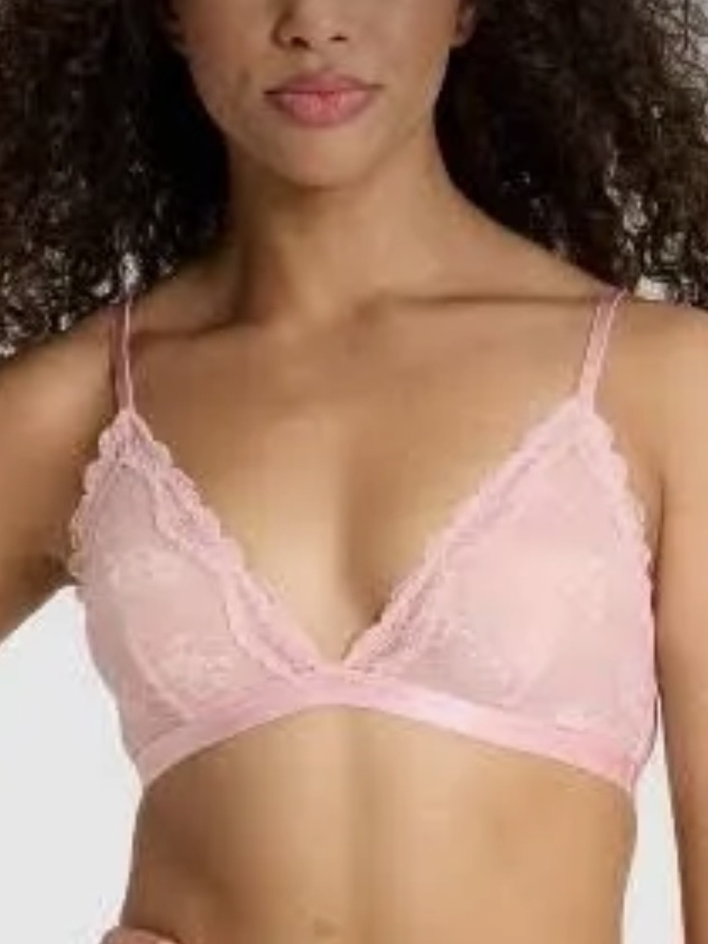 Super Cute Lace Triangle Bralette in Light Pink